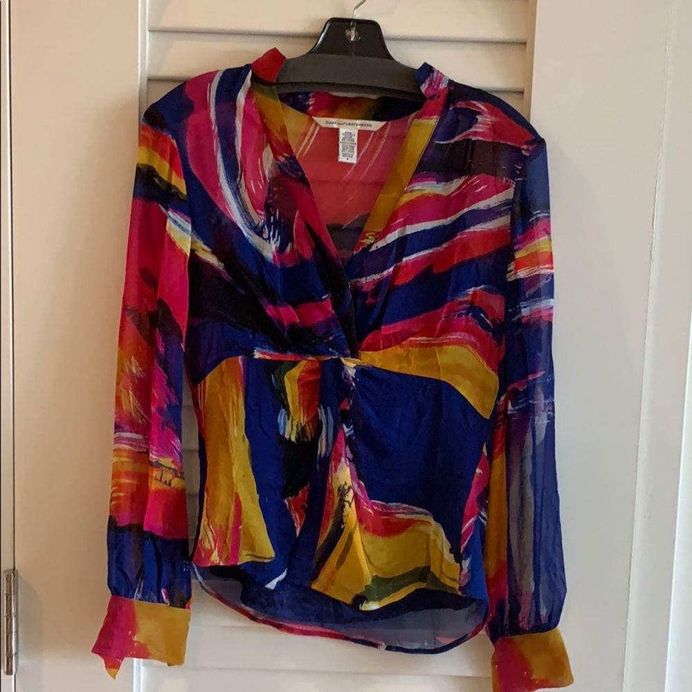 Silk DVF multi color blouse